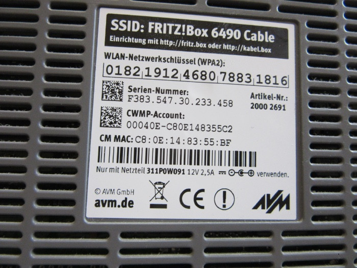 Fritz Box 6490 Cable Router